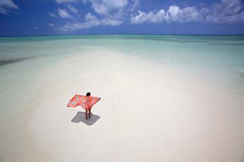 <b>Malaysia, Borneo, Kapalai Island</b>, Girl in a desert beach