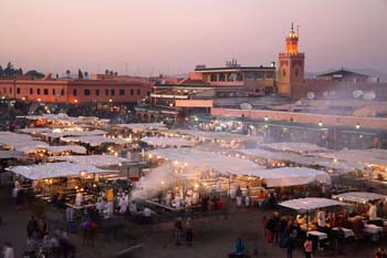 <b>Morocco, Marrakech</b>, Djemaa el fna square at dusk