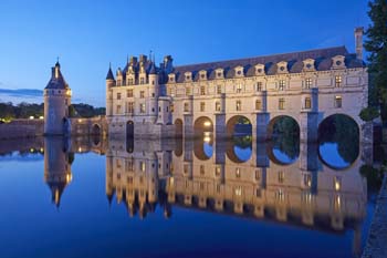 <b>France, Loire Valley</b>, The historical Chateau de Chenonceau on the Cher river
