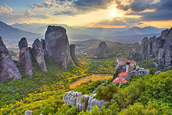 <b>Greece, Meteora</b>, Scenic view of the historic monasteries