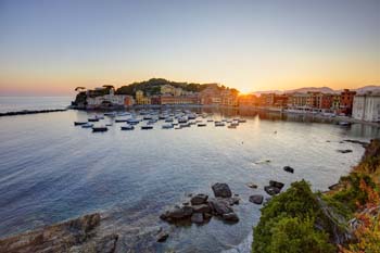 <b>Italy, Sestri Levante</b>, Silent bay at sunset