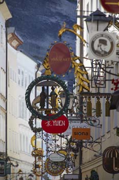 Decorative store signs the Old Town (Altstadt)