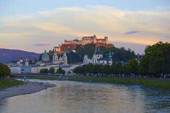 Cityscape of Salzburg at sunset