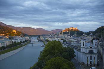 Cityscape of Salzburg at sunset
