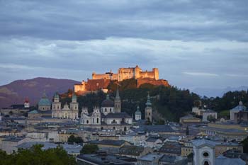 Cityscape of Salzburg at sunset