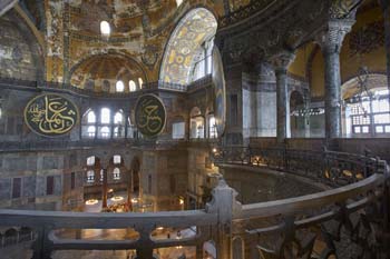 Interior of Hagia Sophia with the large medallions by the Fossati brothers