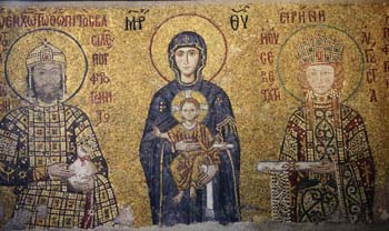 Virgin Maria in the Comnenus Mosaic, Hagia Sophia